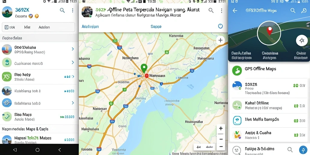 Antarmuka aplikasi 369ZK dengan fungsi GPS Offline Maps yang jelas.