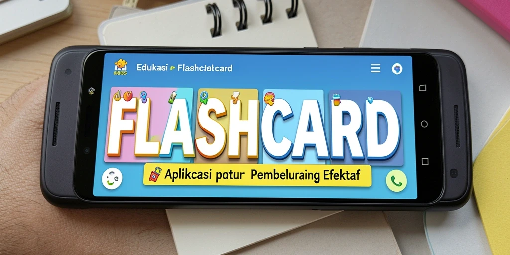 Tampilan antarmuka aplikasi Flashcard 8055 yang interaktif.