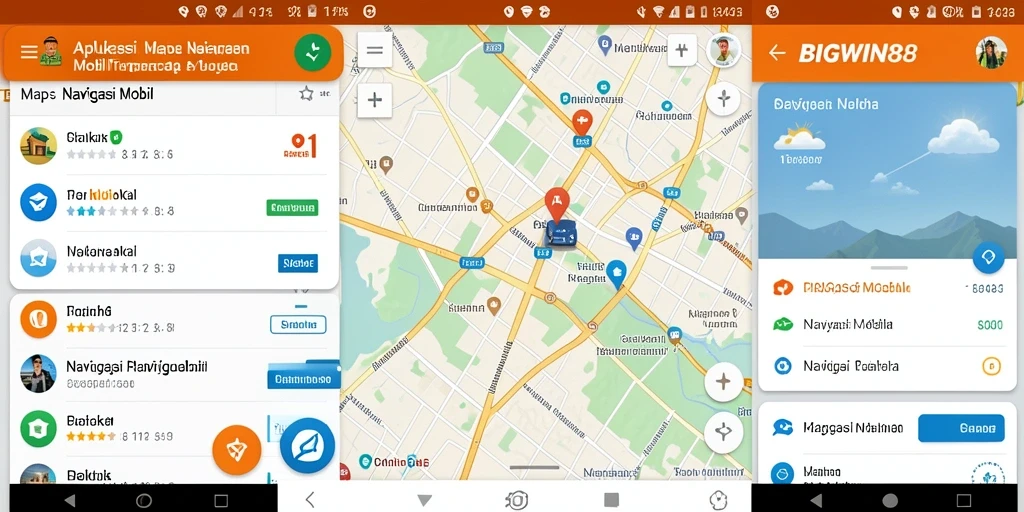Antarmuka aplikasi BIGWIN88 yang menarik untuk Navigasi Mobil.