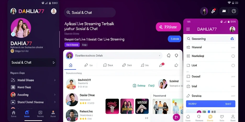 Antarmuka DAHLIA77 menampilkan fitur Live Streaming yang menarik dan interaktif.