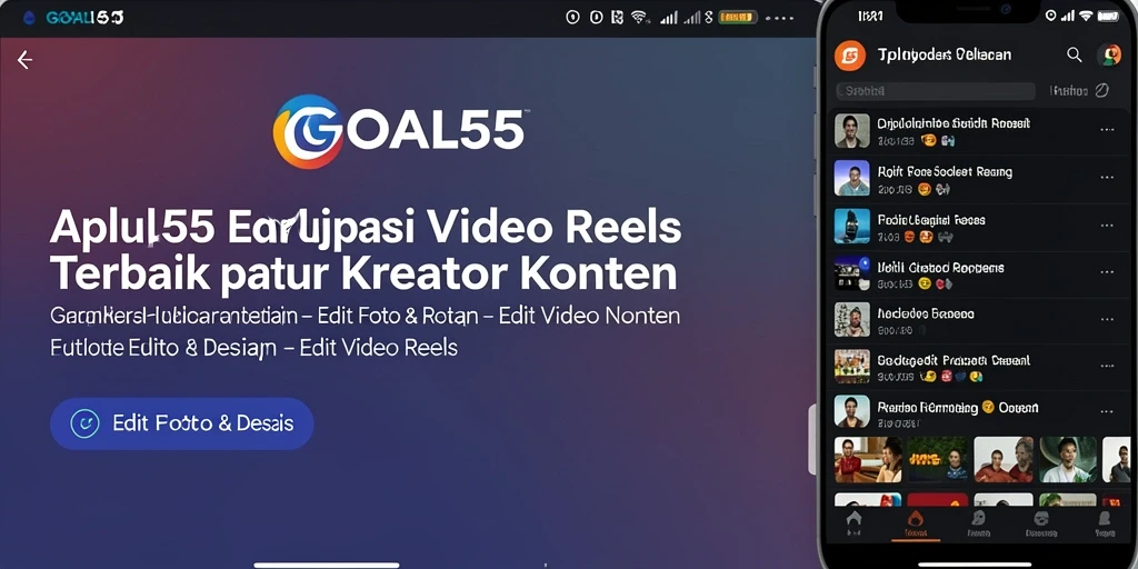 Antarmuka GOAL55 yang intuitif untuk editing Video Reels.