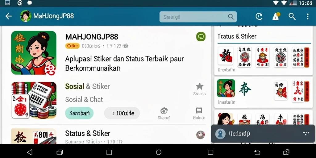 Antarmuka pengguna MAHJONGJP88 yang menarik dengan berbagai pilihan stiker.