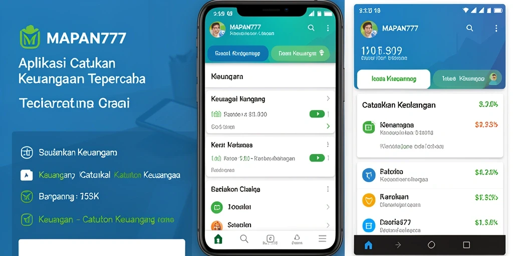 Antarmuka aplikasi MAPAN777 yang sederhana dan fungsional untuk Catatan Keuangan.