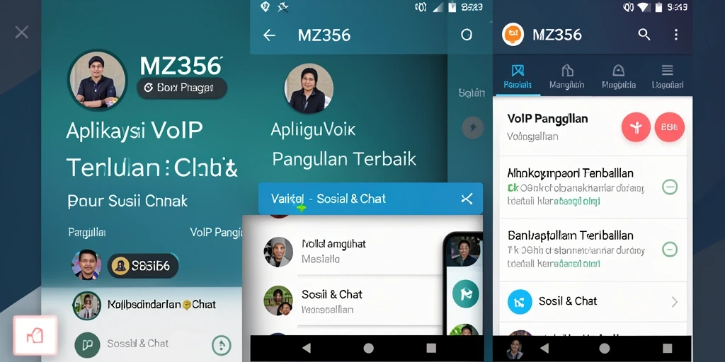 Tampilan antarmuka utama aplikasi MZ356 dengan fitur panggilan VoIP.