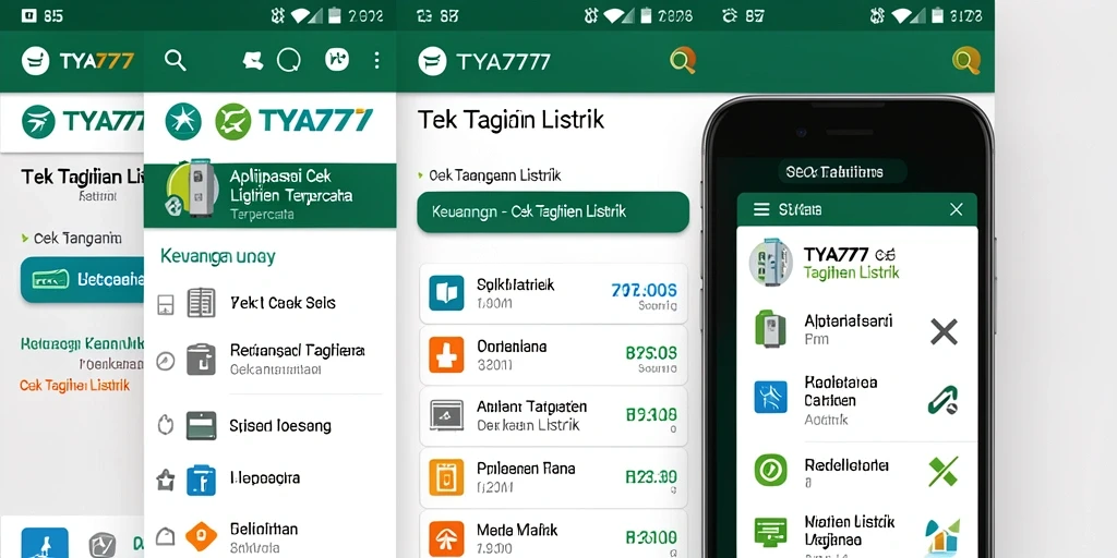 Tampilan antarmuka pengguna TYA777 yang jelas untuk cek tagihan listrik.